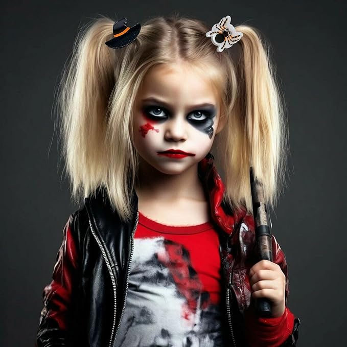 10 Pcs Halloween Hair Claw Clips Cat Spider Small Claw Clip Forehead Bangs Broken Cute Ghost Pumpkin Eyes Hat Shape Non Slip Mini Hair Clips Alloy Side Barrettes for Women Thin Medium Short Hair