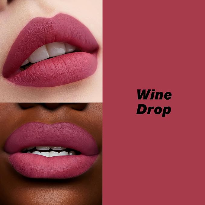 16-Hour Volumizing Matte Liquid Lipstick with Non-Drying, Waterproof Matte Liquid Lip Color: 104 Wine Drop, 0.14 Fl Oz