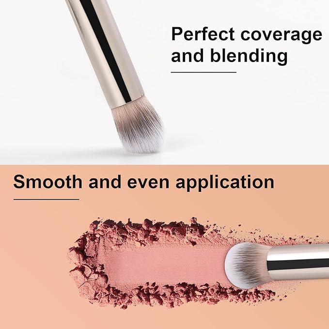 TEOYALL Eyeshadow Blending Brush, Soft Dense Synthetic Bristles Crease Brush For Powder Cream Contour Bronzer Concealer