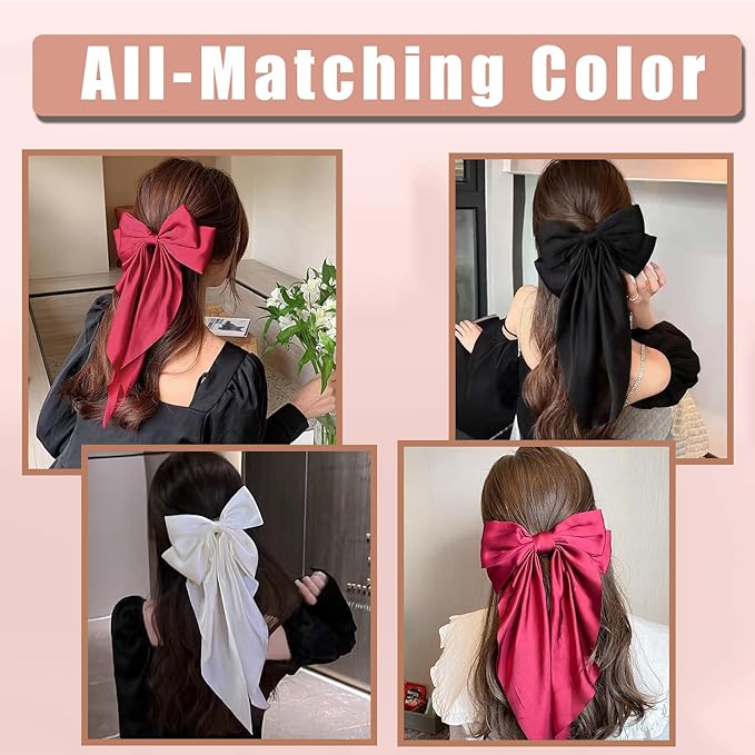 10 PCS Hair Bows,Big Bows for Girls and Womens,Hair Bows for Womens,Hair Ribbons,Large Hair Bow for Women,Big Hair Bow,Bows for Women,Oversized Long-tail Cute Aesthetic Hair Accessories（Red Series）