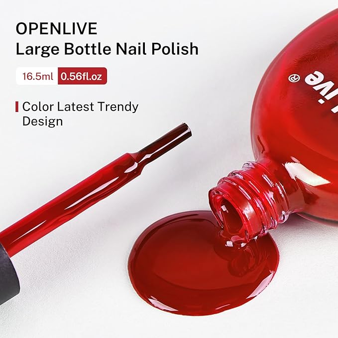 16.5ml Red Nail Polish Large Volume Quick Drying Nail Polish, Fast Drying and Long Lasting Color Nail Art DIY Home Manicure Gift for Women