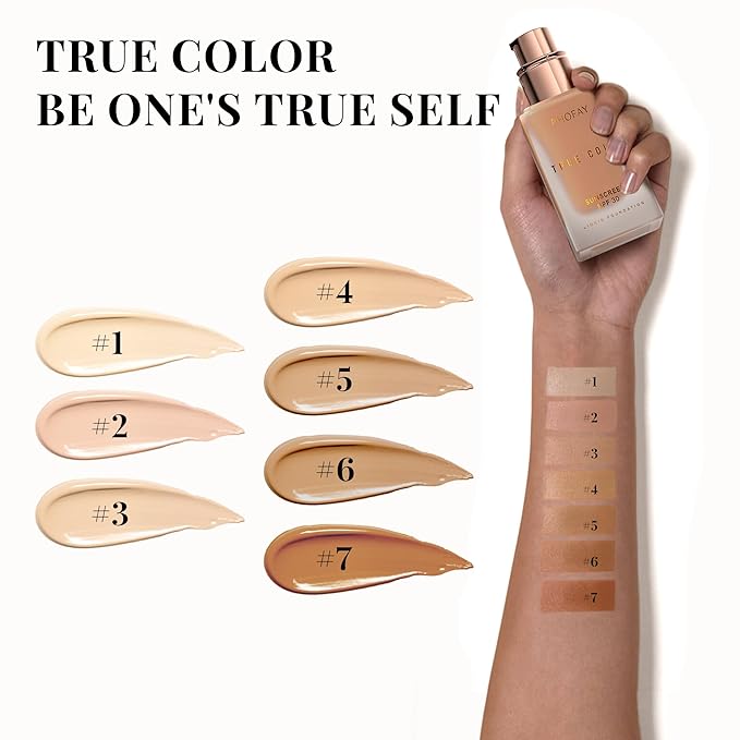 PHOFAY Matte Sunscreen Liquid Foundation SPF 30 (1.02 fl oz) - Long-Wearing Oil-Control, Concealing & Non-Greasy Buildable Coverage, Suitable for Most Skin Types, Daily & Outdoor Use (06#)