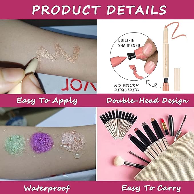 Brown Matte Eyeshadow Pencil, Waterproof Long Lasting Eye Shadow, High Pigment Hypoallergenic Highlighter Stick - Create Multi-Dimensional Eyes Look (17# Cocoa Matte)