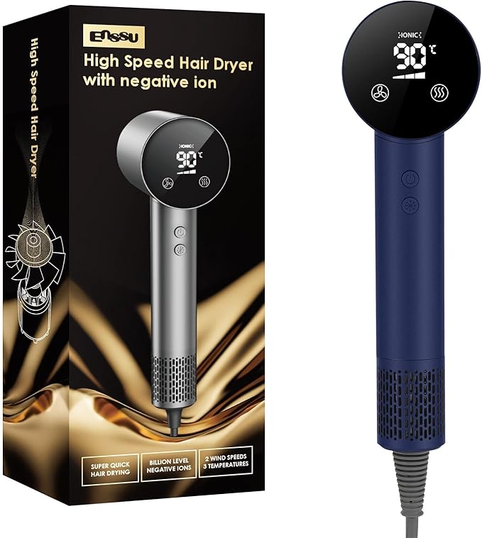 Travel Hair Dryer, 110000 RPM Professional High-Speed,Negative Ionic Care Hair Dryer with Smart Temperature Control for Fast Drying, Low Noise Thermo-Control Hair Dryer-RK201