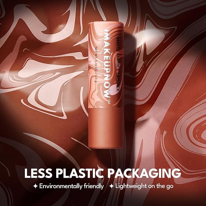 imakeupnow 2PCS Marbled Matte Lip Stick Makeup - Velvety Finish | Naked-lip Feel, Full Coverage, D002+D004