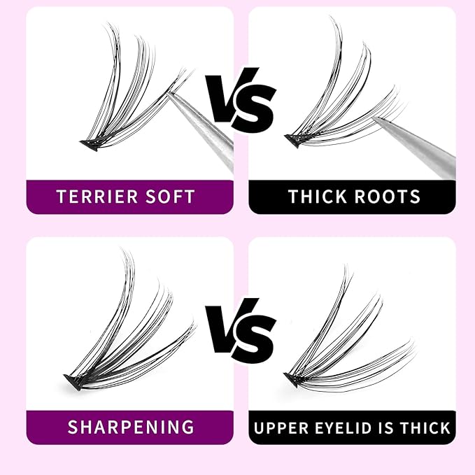 20D Cluster Eyelashes Mixed10-12-14mm/11-13-15mm/12-14-16mm/16-18-20mm Individual False Eyelashes Thickness 0.07mm D Curl Makeup Volume Eye Lashes 200 PCS (12-14-16mm)