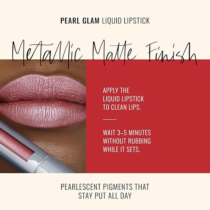 Runway Rogue Pearl Glam Long Wear Shimmer Liquid Lipstick, Metallic Pale-Mauve Lipstick with Silver and Gold Shimmer, ‘Boss Babe’