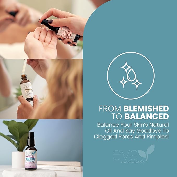 Eva Naturals Trifecta Face Serum Set – Retinol, Vitamin C & Peptides with Hyaluronic Acid & Niacinamide – Anti-Aging Skincare Bundle for Women – Collagen Boosting, Wrinkle & Spot Treatment