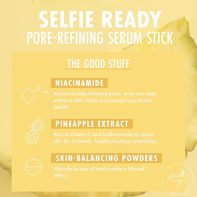 ColourPop Pore Refining Face Serum Stick - Blurring Beauty Balm for Glowy Summer Makeup Prep - Enriched with Pineapple Extract to Help Renew Skin - Selfie Ready (0.28 oz)