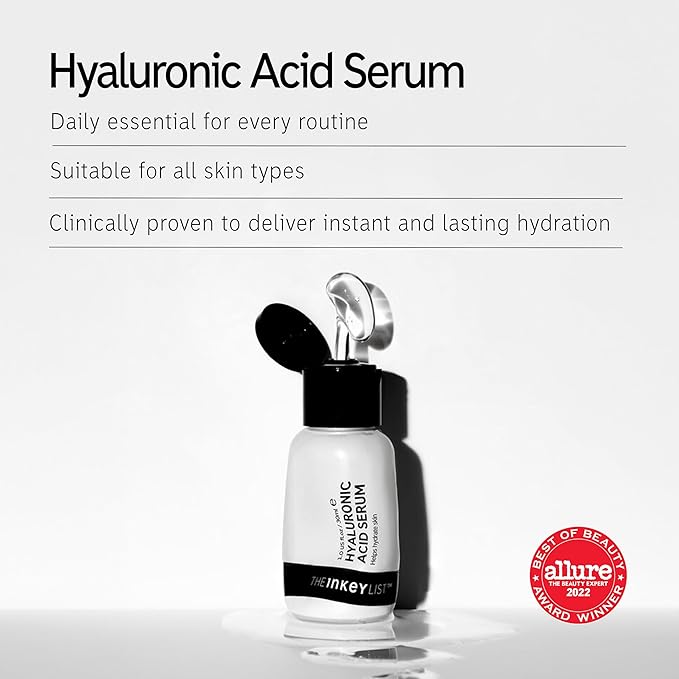 The INKEY List Hyaluronic Acid Serum, Hydrate Multiple Layers of Dry Skin, Plump and Smooth Fine Lines and Wrinkles, 1.0 fl oz