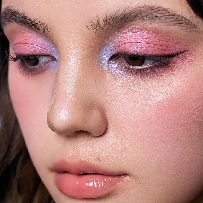 Flower Knows Shell's Jewel 6-Color Makeup Palette,Eyeshadow,Blush,Highlighting & Contour All-in-One Face Makeup Palette with 4 Matte+2 Shimmer Pink & Blue Shades(S02 Mermaids Tears,0.23 Oz)