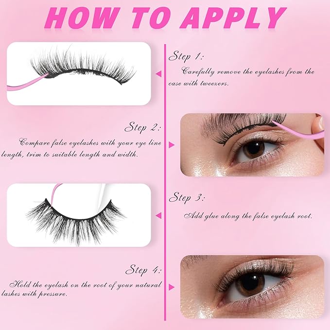 Veleasha Lashes Fluffy Wispy Faux Mink Eyelashes Criss-cross False Lashes 10 Pairs Pack Fake Eyelashes for Women (6D01)