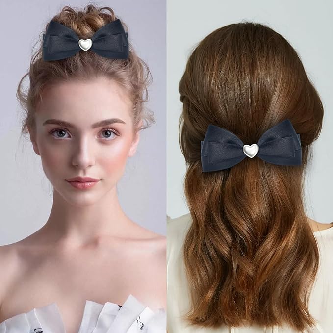 2pcs Black hair bows for girls, cute bow hair clips for women, black hair bow with alligator hair clip, hair accessories for girls