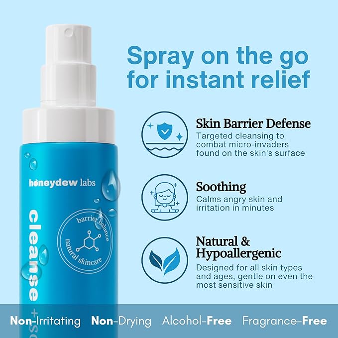 Honeydew Labs Hypochlorous Acid Spray – HOCl Face & Body Mist for Acne, Eczema & Irritation – Multi-Purpose Skin Repair – Eyelid Cleanser, Post-Workout/Procedure, Scalp & Sensitive Skin (2 oz+6.8 oz)