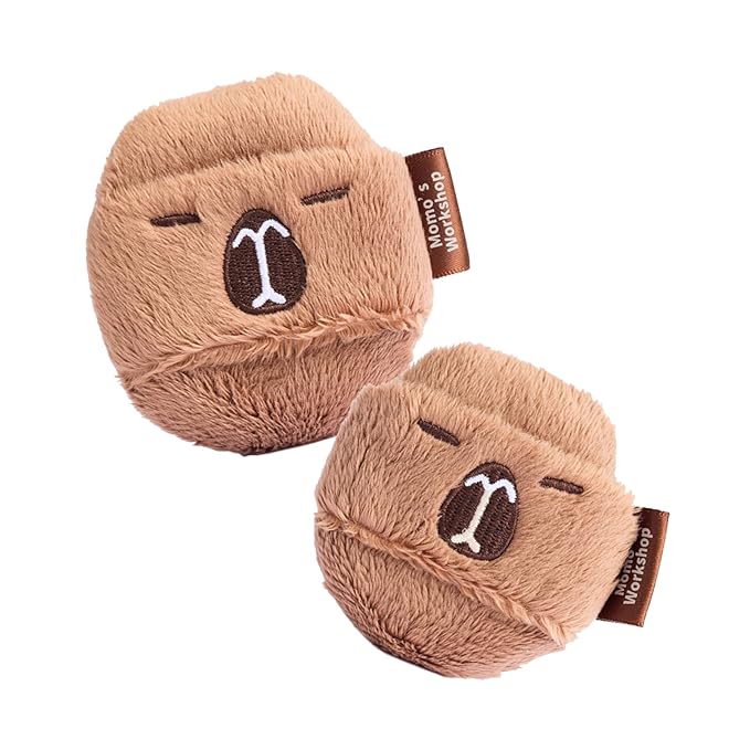 Momo's Workshop Face Fluffy Powder Puff for Makeup,Large Soft Velour Makeup Puff for Loose Or Pressed Powders,2pcs Cute Brown Powder Puffs & Storage Case