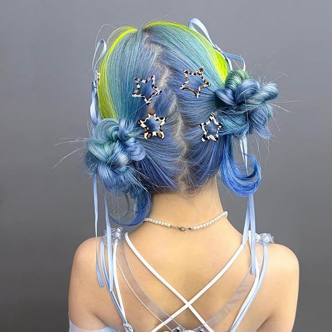 Star Hair Clips Snap Hair Barrettes Non Slip Star Hair Accessories Leopard Colors Metal Hair Clips for Girls Women -16 PCS - Grey