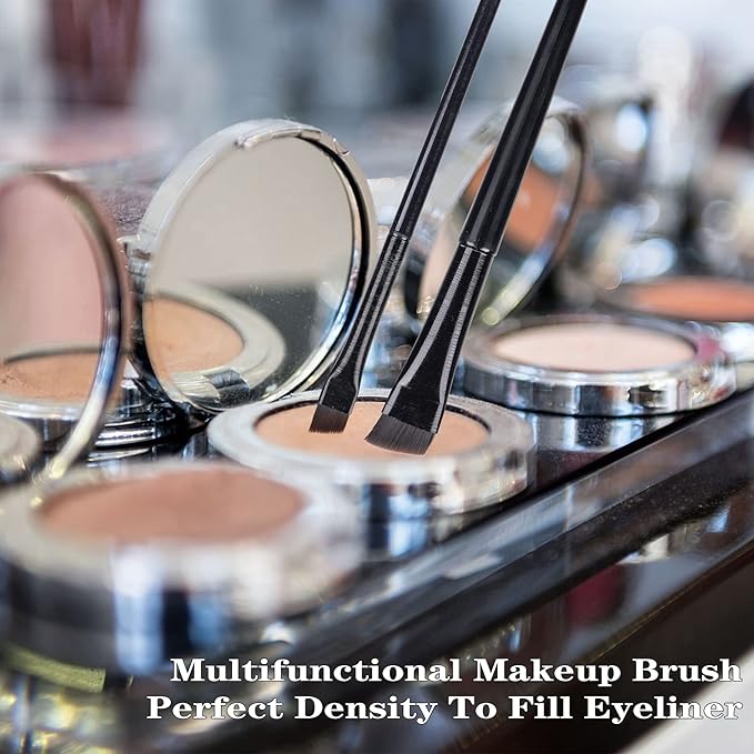 16 Pcs Eyeliner Brush Eyebrow Tint Brushes Brow Brushes Set Flat Tapered Eyebrow Concealer Brush Ultra Thin Christmas Makeup Brush Fine Angled Slanted Brushes Eye Shadow Applicator Sticks Brushes