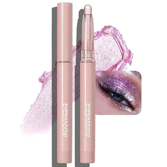 Glitter Eyeshadow Stick Metallic Chrome Finish, Shimmer Cream Eye Shadow Stick Long Lasting Holographic Color Sparkle Multi-Use Eye Brightener Highlighter Makeup Blendable Eyeliner Pencil, 11#