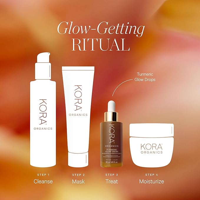 KORA Organics Turmeric Glow Drops, Niacinamide Alternative Face Serum for Radiance, Texture and Pore Appearance, Certified Organic, Vegan, 1.01 fl oz