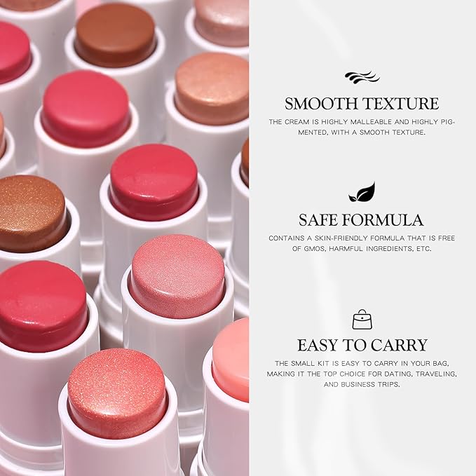 bayfree 3 PCS Makeup Cream Contour Stick Set, Highlighter Stick & Bronzer Stick & Blush Stick, Long Lasting, Natural Face Contour, Dewy & Matte Finish, Multi Stick Trio for All Skin