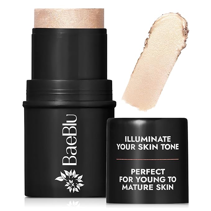 BaeBlu - Organic Blush Tube, Chardonnay - 100% Natural Vegan Cream Blush Sticks, Multi-Use Bronzer, & Highlighter for Lips, Cheeks & Eyes, Buildable Shimmer, Gluten-Free, Paraben-Free, Made in USA