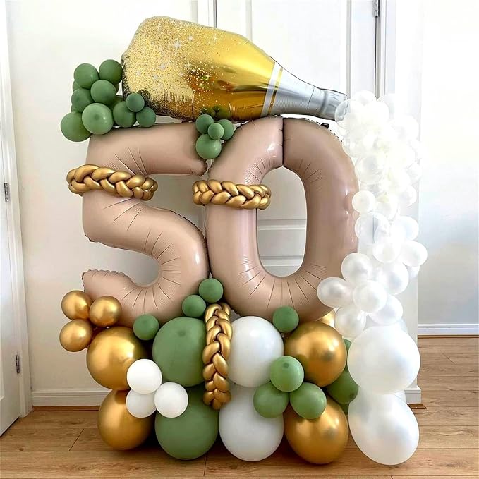 40 Inch Apricot Foil Balloon Number 7, Giant Self Inflating Nude Number Balloons 0-9 Digital Helium Balloons Set for Girls Boys 7th Birthday Anniversary Baby Shower Party Decorations Supplies