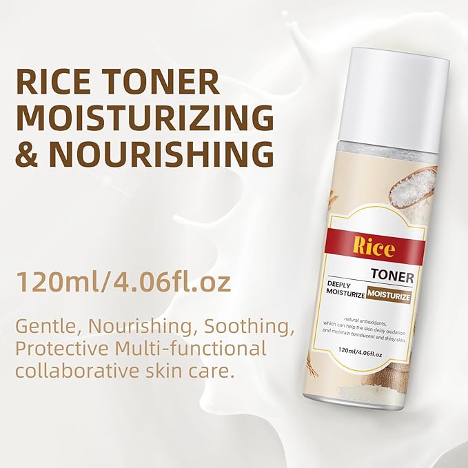 Rice Toner, Hydrating Toner for Face, Facial Toner for Women, Moisturizing, Nourishing, Skin Care for All Skin Types, 4.06fl.oz/120ml