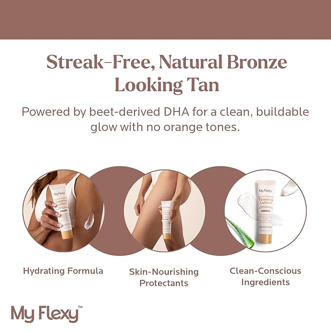 Sunless Tanning Lotion – Organic-Medium/Dark Tan, Natural Self Tanner with Aloe, Shea Butter, Coconut Oil & Jojoba – Clean, Streak-Free Self Tanning lotion for body, Gradual Self Tan, 5oz