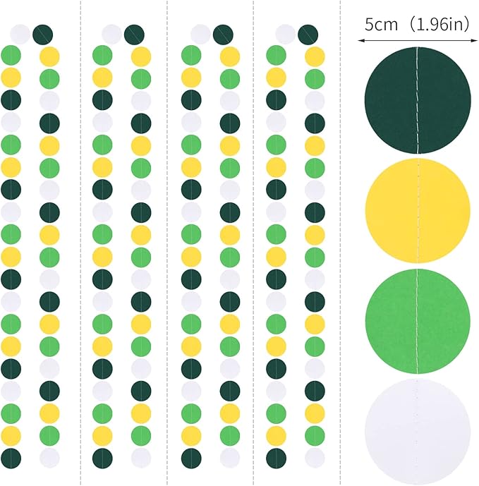 Yellow Green White Party-Decorations Garland - 52Ft Spring Summer Hanging Paper Streamers Banner, Graduation Birthday Wedding Engagement Baby Shower Garden Tea Party Decor Ouruola