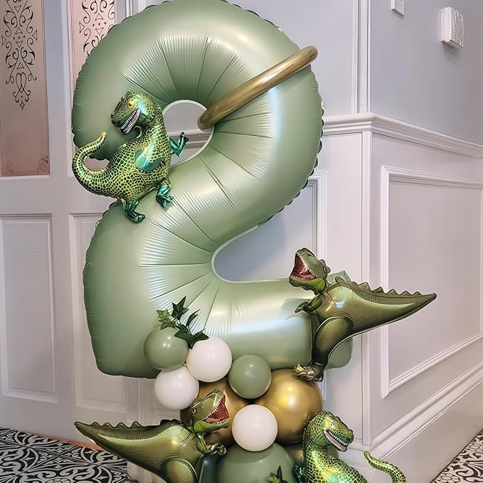 Sage Green 2 Number Balloon,Olive Green 2 Balloons 40 Inch Large Helium Foil Mylar Birthday Balloons for Boy Girl Baby Shower Birthday Jungle Party Decorations
