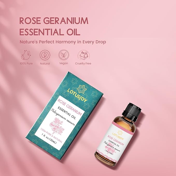Rose Geranium Essential Oil, Pure Natural for Skin Body Diffuser - 1 Oz