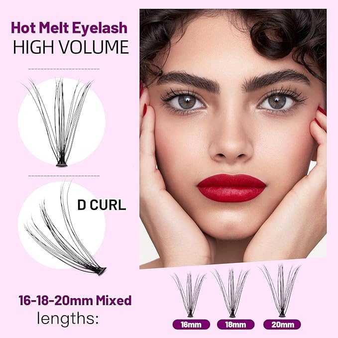 20D Cluster Eyelashes Mixed10-12-14mm/11-13-15mm/12-14-16mm/16-18-20mm Individual False Eyelashes Thickness 0.07mm D Curl Makeup Volume Eye Lashes 200 PCS (16-18-20mm)
