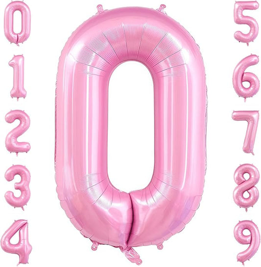 Pastel Pink 0 Balloon Number,40 Inch Light Pink 0 Balloons Large Helium Foil Mylar Number 0 Balloon for Birthday Party Anniversary Decorations