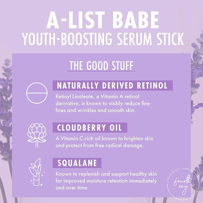 ColourPop Retinol Serum Stick - Anti-Aging, Water-Free Beauty Balm Serum for Glowy Summer Makeup Prep - Naturally Derived Retinol & Cloudberry Oil to Help Boost Radiance - A List Babe (0.25 oz)