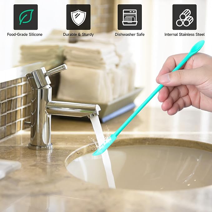 Mini Spatula Silicone Spatula Set - 4pcs Small Makeup Scrapers for Cosmetics, Reusable Beauty Tiny Tools, Thin Jar Scraper, Get the Last of the Makeup Out of the Bottle(Multicolor)