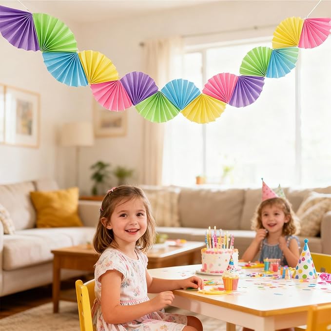 Banner Garland Fan-Shaped, Macaron Colors Wall Decor Party Decorations for Birthday Wedding College Nurse Graduation Christmas Holiday, Festive Supplies