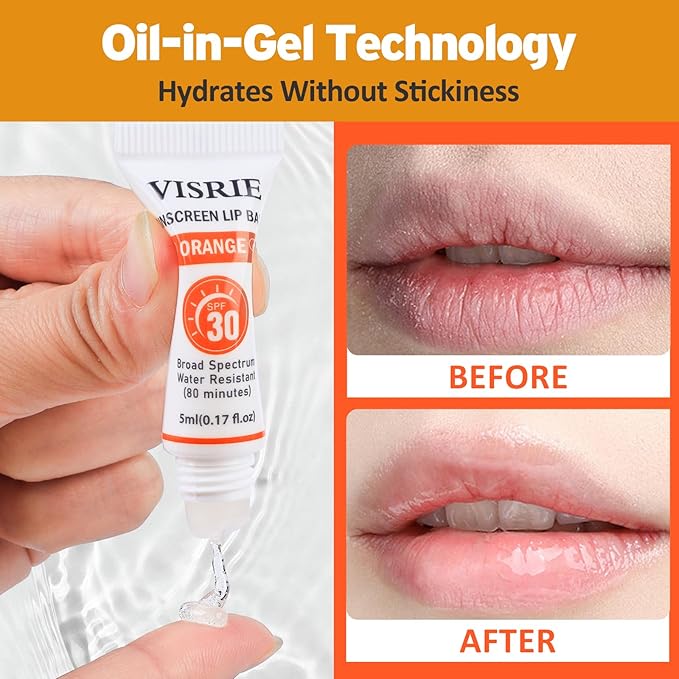 SPF 30 Lip Sunscreen, SPF Lip Balm Bulk 6 Pack, Moisturizing Sunscreen Lip Balm with Vitamin E and Shea Butter, Non-Sticky SPF Lip Gloss for All Skin Tones-Clear