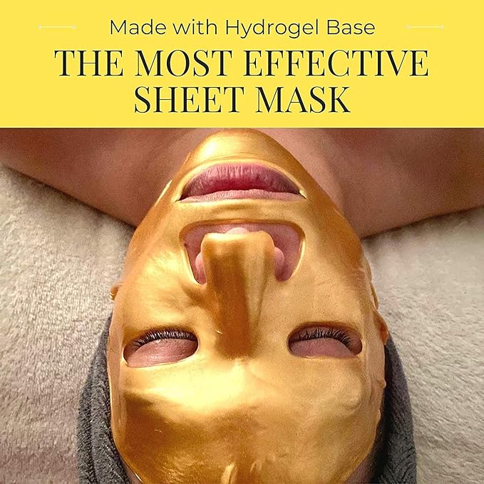 Doppeltree Gold Facial Mask - Premium Hydrogel Sheet Face Masks for Skin Care & Beauty, Hydrating & Anti Aging - Facemask with Collagen, Hyaluronic Acid & 24k Nano Gold