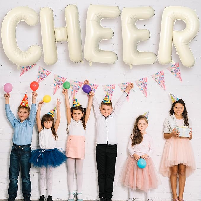 40 Inch Letter Balloons S, Big Custom A-Z Alphabet Foil Name Balloon Cream White, Self Inflating Beige Customize Helium Balloon Letters S for Women Girls Birthday Bride Baby Shower Party Decorations