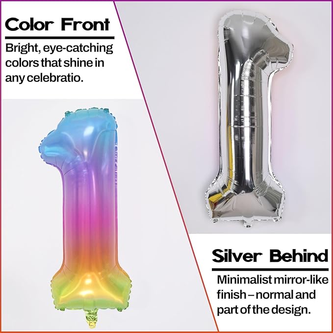 40 Inch 6 Balloon Number, Large Rainbow Foil Number 6 Balloons Birthday Party Decor, Helium Mylar Self Inflating Pastel Colorful Multicolor Balloon for Girls Kids 6th Birthday Anniversary Decorations