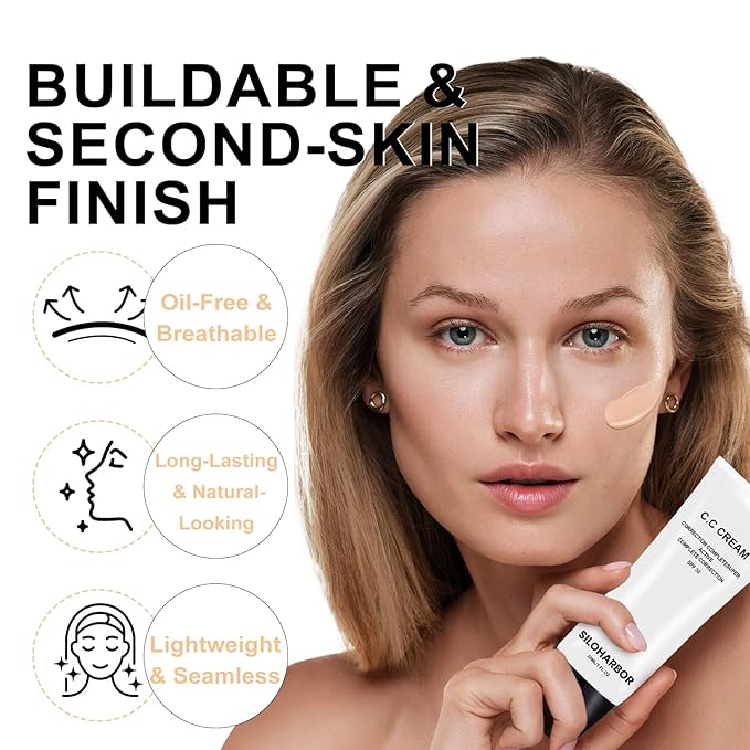 CC Cream for Older Women, CC Cream Self Adjusting for Mature Skin, Color Corrector & Lightweight, Satin Skin, Suitable for All Skin Types, 1 Fl Oz (Natural)