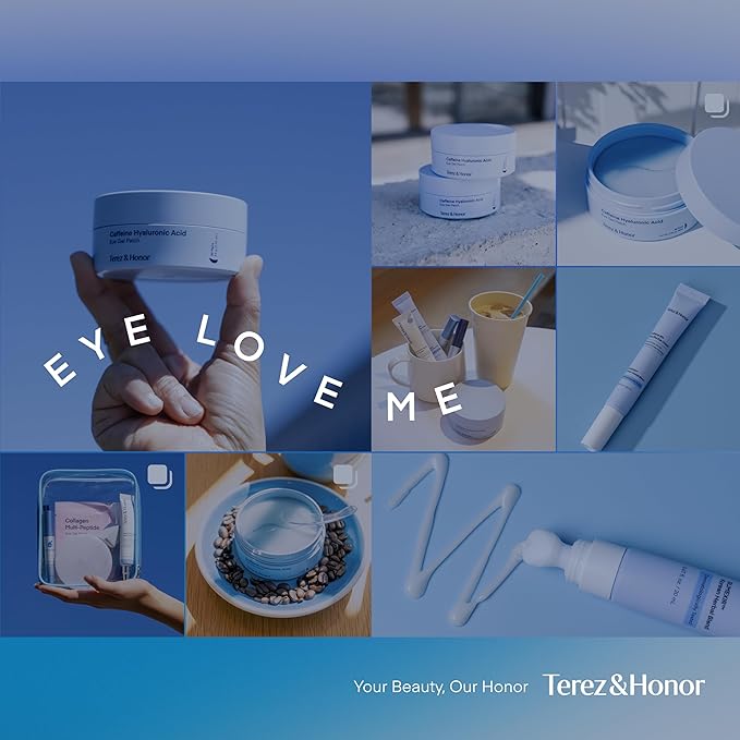 TEREZ & HONOR Under Eye Patches for Dark Circles with 8% Caffeine Eye Cream - Eye Care 2 Step Kit, Dermatologist Tested Korean Skincare Formula, 60 Pcs + 20mL