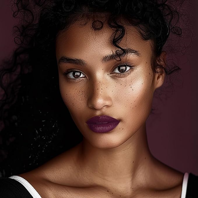 Dark Purple Lipstick Matte for Women, Color Stay Long Lasting Lipstick Smudgeproof Liquid Lipsticks, Cruelty Free Lip Color, DM20 Dark Purple