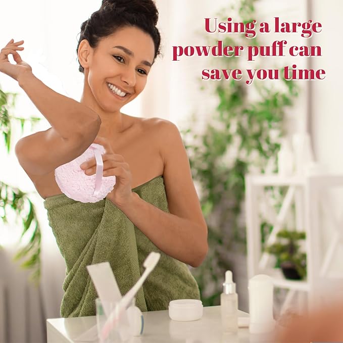 Extra Soft Powder Puff, 6" x 3" Large Body Powder Applicator, Loose Dusting Powder Puffs for Women (Only Pink Puff)