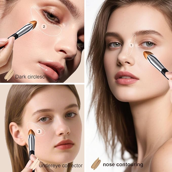 Concealer Brush,Triangle Under Eye Makeup Small Foundation Brush Precise Coverage Dark Circles Face Contour Blending Brush