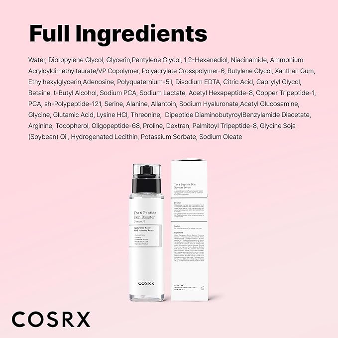 COSRX 6X Peptide Collagen Booster Toner Serum with Copper Peptides, Niacinamide & Hyaluronic Acid Skin Renewal Boosting Facial Essence for All Skin Types, Korean Skin Care, 150mL/5.07 Fl.Oz