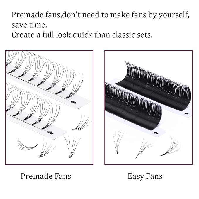 Volume Lash Extensions Premade Fans Eyelash Extensions Short Stem 3D 4D 5D 6D Premade Lash Extensions Fans 0.07 0.10 8-20mm Available Premade Lash Fans (5D-0.10D, 17mm)