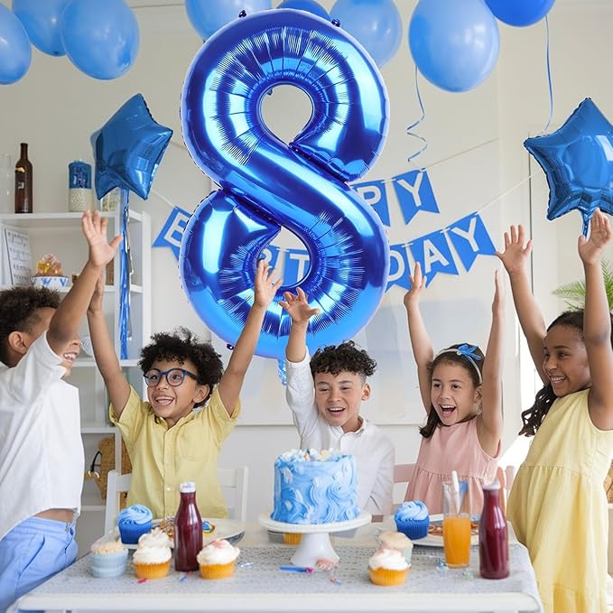 40 Inch Balloon Number 8 Navy Blue, Large Dark Royal Blue Foil Number 8 Balloons Set 0-9 for Men, Self Inflating Digital 8 Helium Balloons for Boys Birthday Anniversary Baby Shower Party Decorations