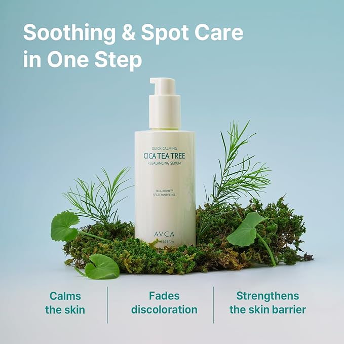 AVCA Quick Calming Cica Tea Tree Serum for Clarified and Even-Looking Skin 100ml/3.38Oz