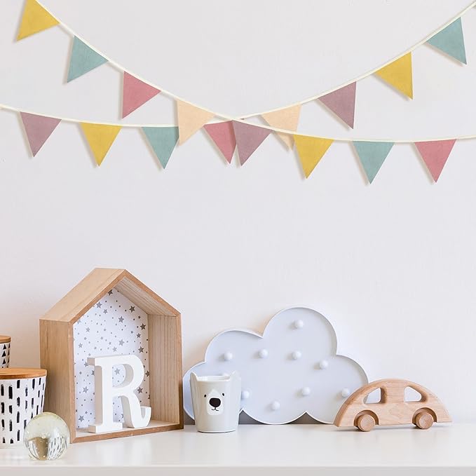 VitalCozy 17 ft Pennant Banner Flags, 2 Pcs Nursery Garland Triangle Bunting Flag Double Side Baby Banner for Boho Decor Baby Shower Birthday Wedding Party Event, Each 8.5 ft(Pastel Color)